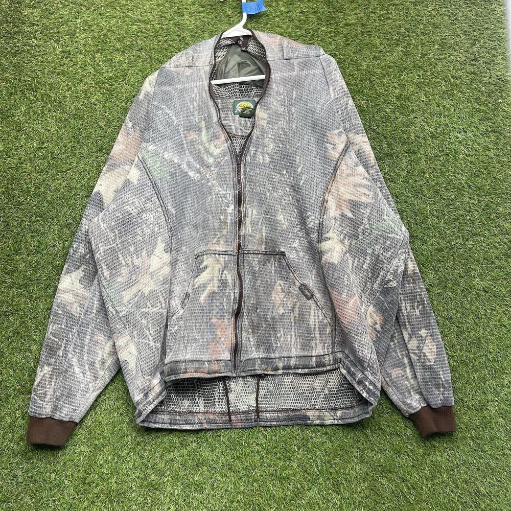 Cabela's Camo Bug Protection Jacket Mens 3XL XXXL Zip Up Camo Mesh Face Cover